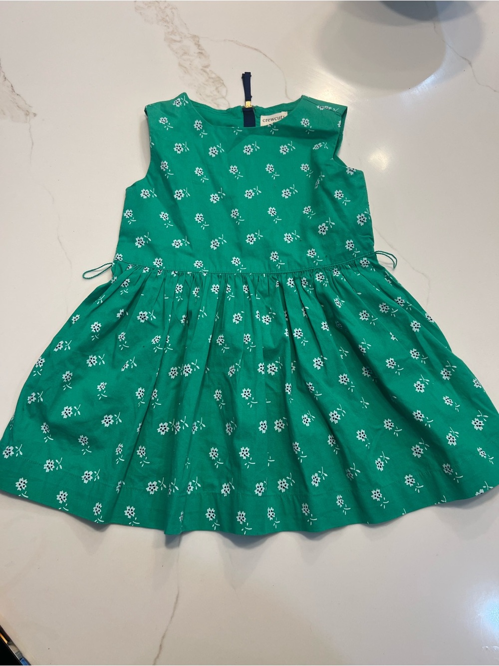 Crewcuts Green Floral Sleeveless Cotton Dress